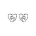 Boucles d'oreille sur Artemare : Boucles d'oreille en argent rhodi&eacute; coeurs &eacute;vid&eacute;s avec oxydes blancs sertis et fermoir poussette