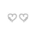 Boucles d'oreille en argent rhodié coeur et infini avec oxydes blancs sertis et fermoir poussette Boucles d'oreille sur Artemare : Boucles d'oreille en argent rhodié coeur et infini avec oxydes blancs sertis et fermoir poussette