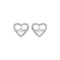 Boucles d'oreille sur Artemare : Boucles d'oreille en argent rhodi&eacute; coeur avec ligne de vie et oxydes blancs sertis et fermoir poussette