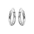 Cr&eacute;oles en argent platin&eacute; face plate diamant&eacute;e stri&eacute;e diam&egrave;tre 7mm Artemare