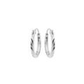Cr&eacute;oles en argent platin&eacute; face plate diamant&eacute;e stri&eacute;e 13mm