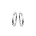 Cr&eacute;oles en argent platin&eacute; face plate diamant&eacute;e stri&eacute;e 15mm Artemare
