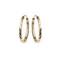Boucles d'oreille sur Artemare : Cr&eacute;oles en argent et dorure jaune face plate diamant&eacute;e stri&eacute;e 17mm
