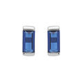 Boucles d'oreille sur Artemare : Boucles d'oreille en argent rhodi&eacute; avec oxyde bleu rectangulaire et fermoir poussette