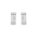Boucles d'oreille en argent rhodi&eacute; avec oxyde blanc rectangulaire et fermoir poussette Artemare