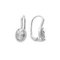 Boucles d'oreille sur Artemare : Boucles d'oreille en argent rhodi&eacute; grosse pierre blanche avec contour d'oxydes blancs sertis t fermoir dormeuse