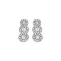 Boucles d'oreille en argent rhodi&eacute; 3 pierres blanches en chute et contour oxydes blancs sertis et fermoir poussette