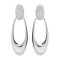 Boucles d'oreille sur Artemare : Boucles d'oreille en argent rhodi&eacute; massif pendante avec ovale et oxydes blancs sertis et fermoir poussette