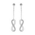 Boucles d'oreille en argent rhodi&eacute; cha&icirc;nette avec motif infini suspendu avec oxydes blancs sertis et fermoir poussette