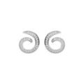 Boucles d'oreille en argent rhodi&eacute; spirale pav&eacute;e d'oxydes blancs sertis et fermoir poussette