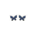Boucles d'oreille sur Artemare : Boucles d'oreille en argent rhodi&eacute; papillonspav&eacute; d'oxydes bleu fonc&eacute; et fermoir poussette