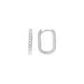 Boucles d'oreille sur Artemare : Cr&eacute;oles en argent rhodi&eacute; rectangulaire articul&eacute;e avec oxydes blancs sertis