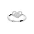 Bagues sur Artemare : Bague en argent rhodi&eacute; avec coeur oxydes blancs sertis