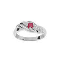 Bague en argent rhodi&eacute; motif crois&eacute; avec oxydes roses et blancs sertis