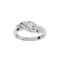Bague en argent rhodi&eacute; motif crois&eacute; avec oxydes blancs sertis Artemare