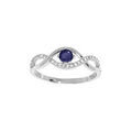 Bague en argent rhodi&eacute; brins entrelac&eacute;s avec oxydes bleus et blancs sertis Artemare