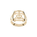 Bague en argent et dore jaune motif croix camarguaise - Symbole de la Camargue, tridents, ancre et coeur