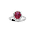 Bague en argent rhodi&eacute; pierre centrale rouge et contour oxydes blancs sertis Artemare