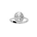 Bague en argent rhodi&eacute; pierre centrale blanche et contour oxydes blancs sertis Artemare