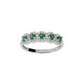 Bague en argent rhodi&eacute; arc de pierres vertes et contour oxydes blancs sertis Artemare