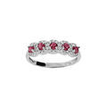 Bague en argent rhodi&eacute; arc de pierres roses et contour oxydes blancs sertis Artemare