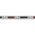 Bracelets sur Artemare : Bracelet en acier avec plaquettes carbone et aspect bois 19+1,5cm r&eacute;glable double fermoir