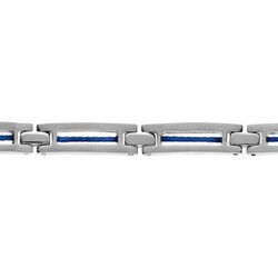Bracelet en acier avec c&acirc;ble bleu 19+1,5cm r&eacute;glable double fermoir