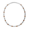 Collier en acier maille aspect bois 49+4cm r&eacute;glable double fermoir Artemare