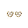 Boucles d'oreille sur Artemare : Boucles d'oreille en plaqu&eacute; or coeur et infini oxydes blancs sertis et fermoir poussette