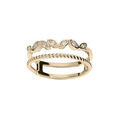 Bague en plaqu&eacute; or double 1 torsade fine 1 rang oxydes blancs sertis Artemare