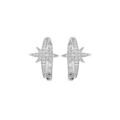 Boucles d'oreille sur Artemare : Boucles d'oreille en argent rhodi&eacute; ronde avec &eacute;toile oxyde blanc serti