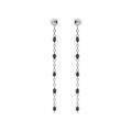 Boucles d'oreille en argent rhodi&eacute; cha&icirc;nette avec perles noires et fermoir poussette