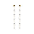 Boucles d'oreille sur Artemare : Boucles d'oreille en argent et dorure jaune cha&icirc;nette avec perles noires et fermoir poussette
