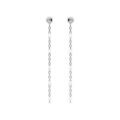 Boucles d'oreille en argent rhodi&eacute; cha&icirc;nette avec perles blanches et fermoir poussette Artemare