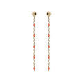 Boucles d'oreille en argent et dorure jaune chaînette avec perles rose et fermoir pousette Boucles d'oreille sur Artemare : Boucles d'oreille en argent et dorure jaune chaînette avec perles rose et fermoir pousette