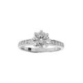 Bague en argent rhodi&eacute; solitaire 8 griffes avec oxydes blancs Artemare
