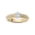 Bague en plaqu&eacute; or solitaire et oxydes blancs sertis Artemare