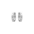 Boucles d'oreille sur Artemare : Cr&eacute;oles en argent rhodi&eacute; articul&eacute;e avec oxydes blancs sertis