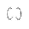 Boucles d'oreille sur Artemare : Cr&eacute;oles en argent rhodi&eacute; ruban d'oxydes blancs sertis et fermoir poussette