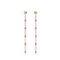 Boucles d'oreille sur Artemare : Boucles d'oreille en argent et dorure jaune avec perles rose fluo et fermoir poussette