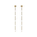 Boucles d'oreille en argent et dorure jaune cha&icirc;nette avec perles blanche et fermoir pousette