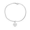 Bracelet en argent rhodi&eacute; semi rigide et cha&icirc;nette r&eacute;glable avec m&eacute;daille &agrave; graver