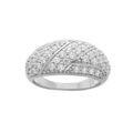 Bague en argent platin&eacute; bomb&eacute; et pav&eacute; oxydes blancs sertis grande taille