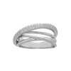 Bague en argent platin&eacute; fils crois&eacute;s et oxydes blancs sertis grande taille