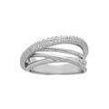 Bague en argent platin&eacute; fils crois&eacute;s et oxydes blancs sertis grande taille Artemare