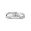 Bague en argent platin&eacute; crois&eacute;e avec oxydes blancs sertis grande taille