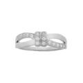 Bagues sur Artemare : Bague en argent platin&eacute; crois&eacute;e avec oxydes blancs sertis grande taille