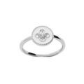 Bagues sur Artemare : Bague en argent rhodi&eacute; avec pastille blanche motif croix oxydes blancs sertis