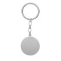 Cadeaux sur Artemare : Porte clef en acier plaque ronde satin&eacute;e &agrave; graver 29mmm avec cha&icirc;nette brillante