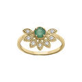Bagues sur Artemare : Bague en vermeil demi fleur d'Emeraude v&eacute;ritable et topazes blanches